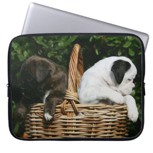 Boxer Puppies in Basket Laptop Sleeve