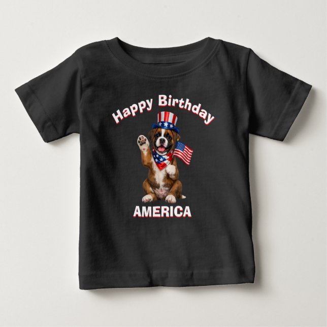 Boxer Puppy (2e) Patriotic Kid T-Shirt (Front)