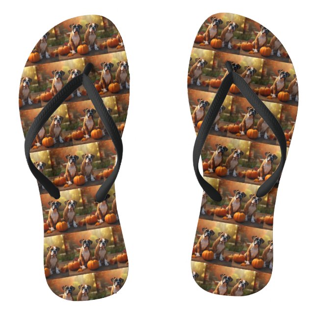 Boxer Puppy Autumn Delight Pumpkin  Thongs (Footbed)