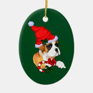 Boxer Puppy Christmas Ceramic Tree Decoration