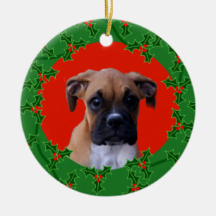 Boxer puppy christmas ornament