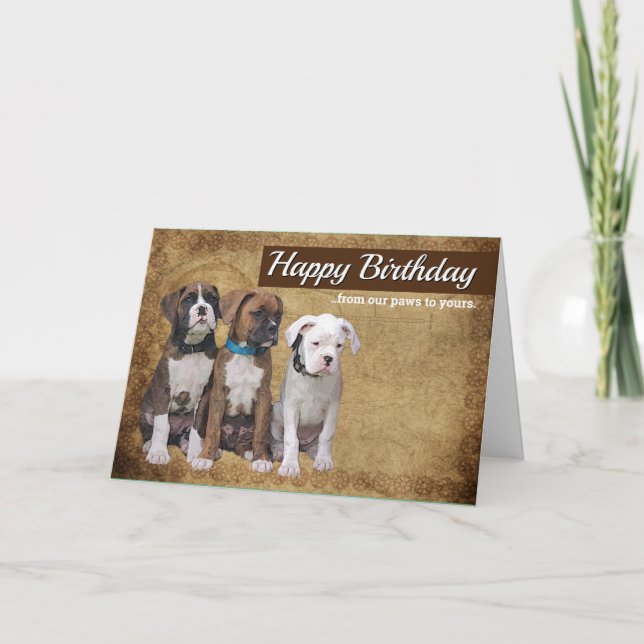 Boxer Puppy Dog Cards - Personalised Birthday Card (Front)