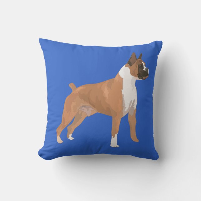 Boxer Puppy Dog Graphic Blue Designer Pillow (Front)