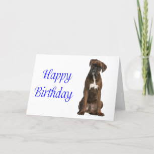Boxer Puppy Dog  Happy Birthday Card  - Verse