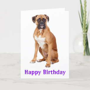 Boxer Puppy Dog  Happy Birthday Card  - Verse