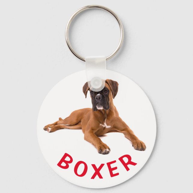 Boxer Puppy Dog Red Love Keychain (Front)