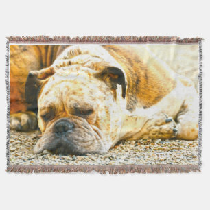 Boxer Puppy Dog Water Colour Oil Paint Art Throw Blanket