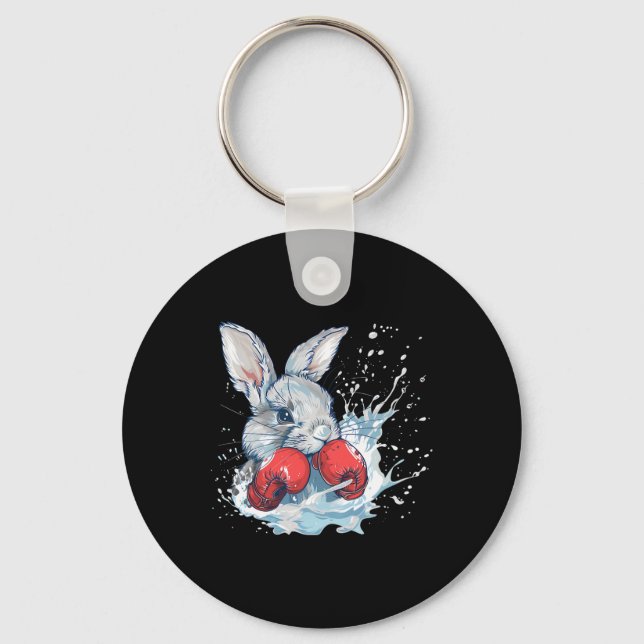 Boxer Rabbit With Boxing Gloves Kickboxing Funny B Key Ring (Front)