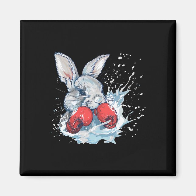 Boxer Rabbit With Boxing Gloves Kickboxing Funny B Magnet (Front)