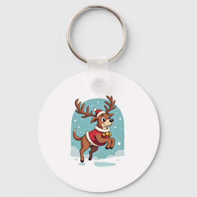 Boxer Reindeer Dash Key Ring (Front)