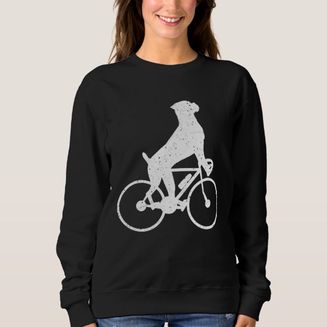 Boxer riding a bicycle boxer dog  autumn sweatshirt (Front)