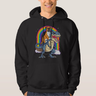 Boxer Riding Dinosaur T rex Dog Lover Boys Kids Ra Hoodie