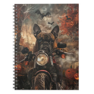 Boxer Riding Motorcycle Halloween Scary Notebook
