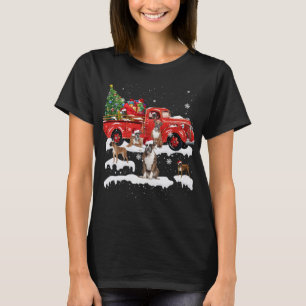 Boxer Riding Red Truck Merry Christmas Dog X-mas U T-Shirt