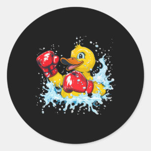 Boxer Rubber Duck With Boxing Gloves Kickboxing Fu Classic Round Sticker