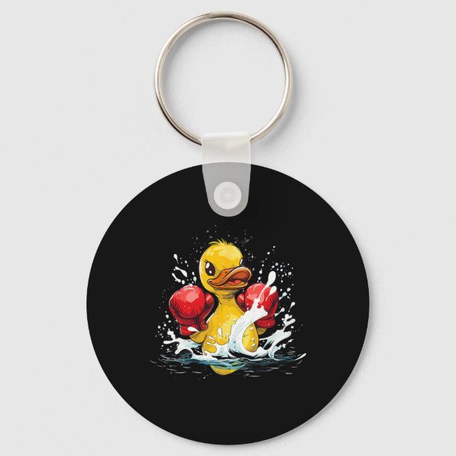 Boxer Rubber Duck With Boxing Gloves Kickboxing Fu Key Ring (Front)