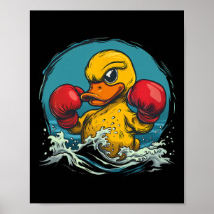 Boxer Rubber Duck With Boxing Gloves Kickboxing Fu Poster