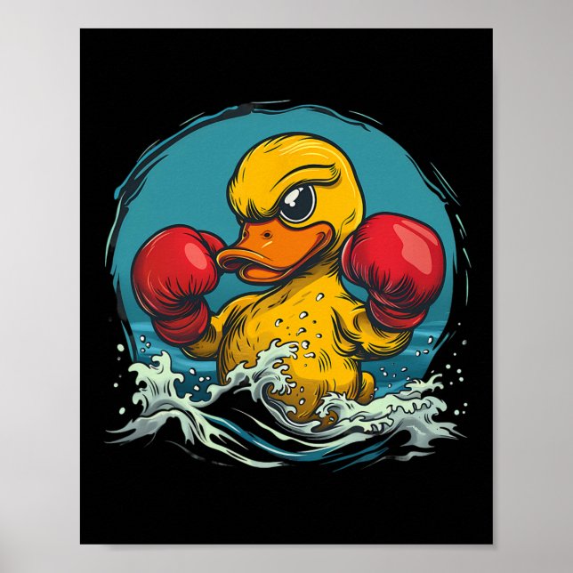 Boxer Rubber Duck With Boxing Gloves Kickboxing Fu Poster (Front)
