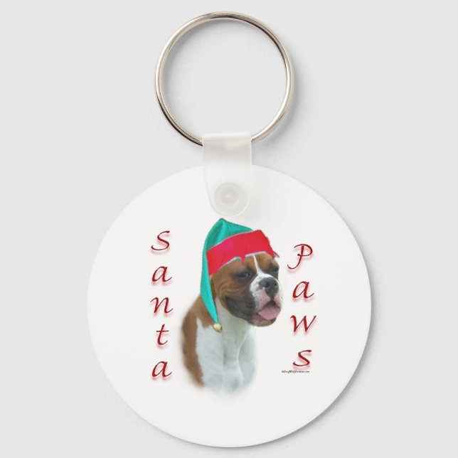 Boxer Santa Paws Key Ring (Front)