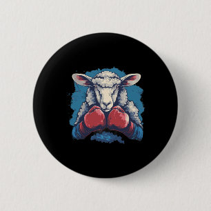 Boxer Sheep With Boxing Gloves Kickboxing Funny Bo 6 Cm Round Badge