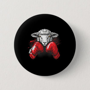 Boxer Sheep With Boxing Gloves Kickboxing Funny Bo 6 Cm Round Badge
