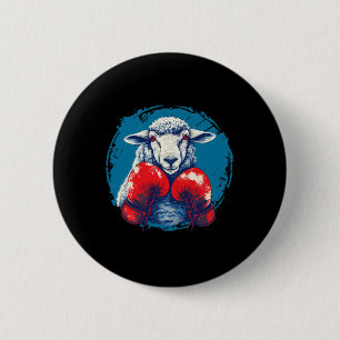 Boxer Sheep With Boxing Gloves Kickboxing Funny Bo 6 Cm Round Badge