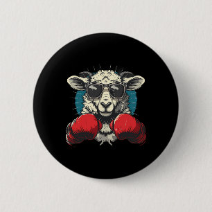 Boxer Sheep With Boxing Gloves Kickboxing Funny Bo 6 Cm Round Badge