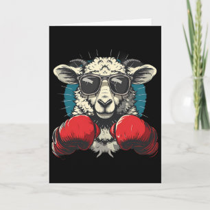 Boxer Sheep With Boxing Gloves Kickboxing Funny Bo Card