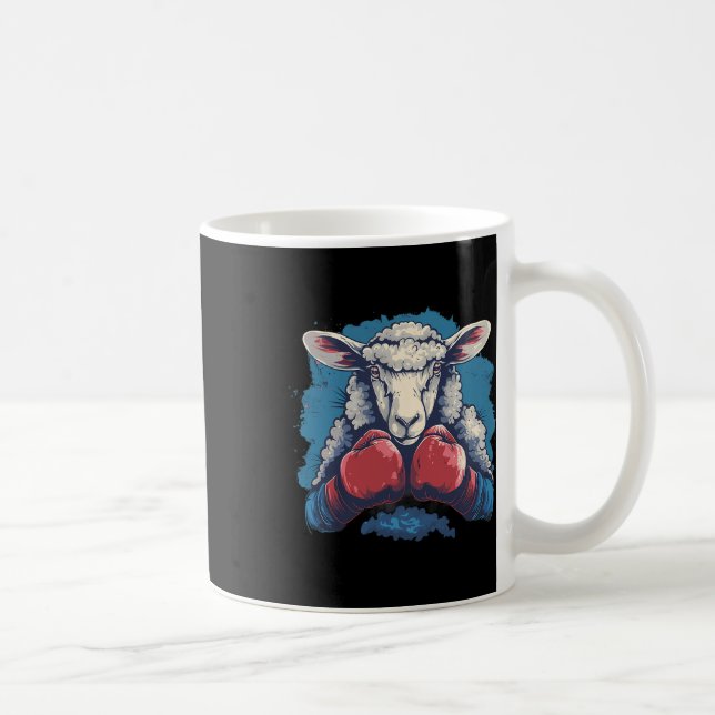 Boxer Sheep With Boxing Gloves Kickboxing Funny Bo Coffee Mug (Right)