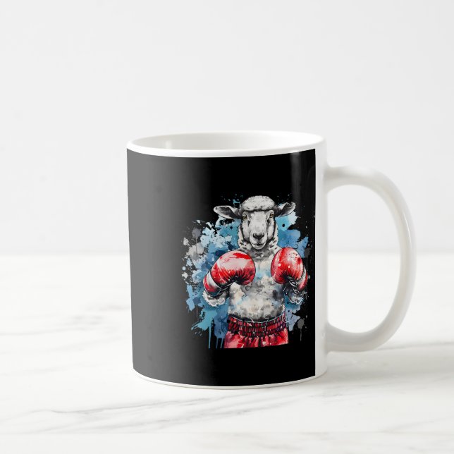 Boxer Sheep With Boxing Gloves Kickboxing Funny Bo Coffee Mug (Right)