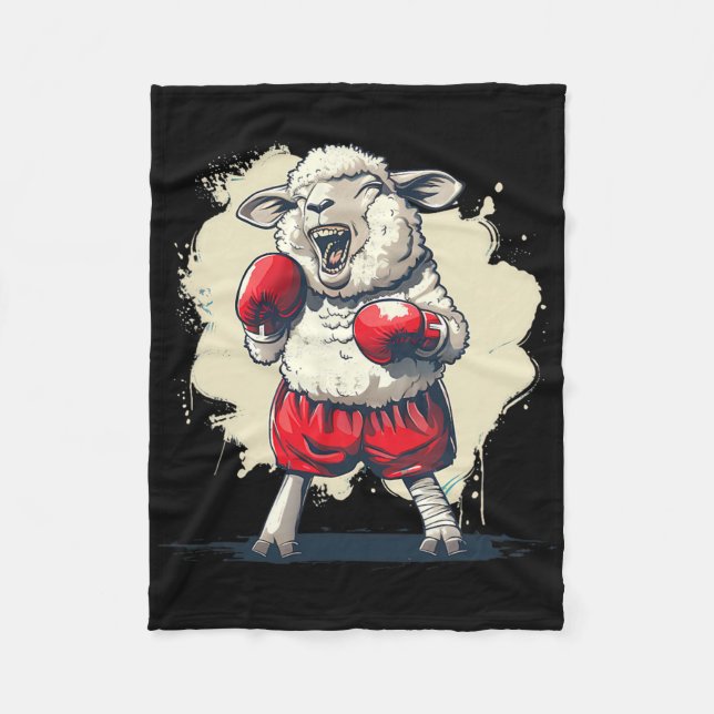 Boxer Sheep With Boxing Gloves Kickboxing Funny Bo Fleece Blanket (Front)
