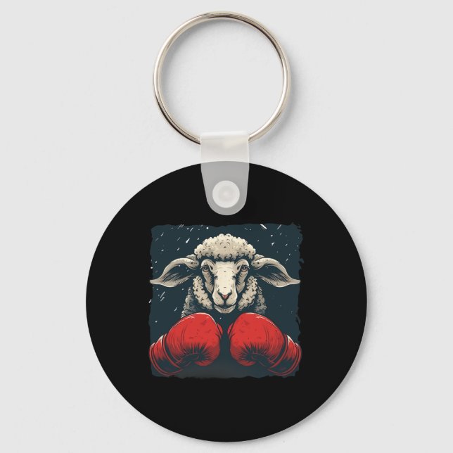 Boxer Sheep With Boxing Gloves Kickboxing Funny Bo Key Ring (Front)