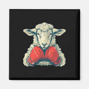 Boxer Sheep With Boxing Gloves Kickboxing Funny Bo Magnet