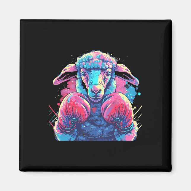 Boxer Sheep With Boxing Gloves Kickboxing Funny Bo Magnet (Front)