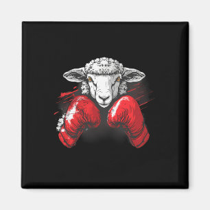 Boxer Sheep With Boxing Gloves Kickboxing Funny Bo Magnet