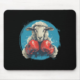 Boxer Sheep With Boxing Gloves Kickboxing Funny Bo Mouse Pad