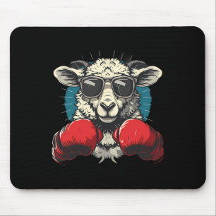 Boxer Sheep With Boxing Gloves Kickboxing Funny Bo Mouse Pad