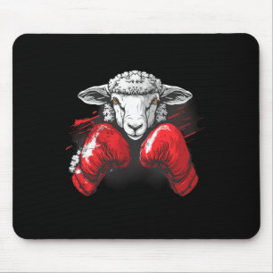 Boxer Sheep With Boxing Gloves Kickboxing Funny Bo Mouse Pad