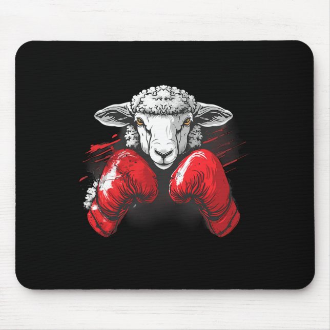 Boxer Sheep With Boxing Gloves Kickboxing Funny Bo Mouse Pad (Front)