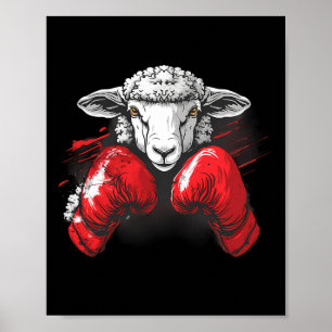 Boxer Sheep With Boxing Gloves Kickboxing Funny Bo Poster