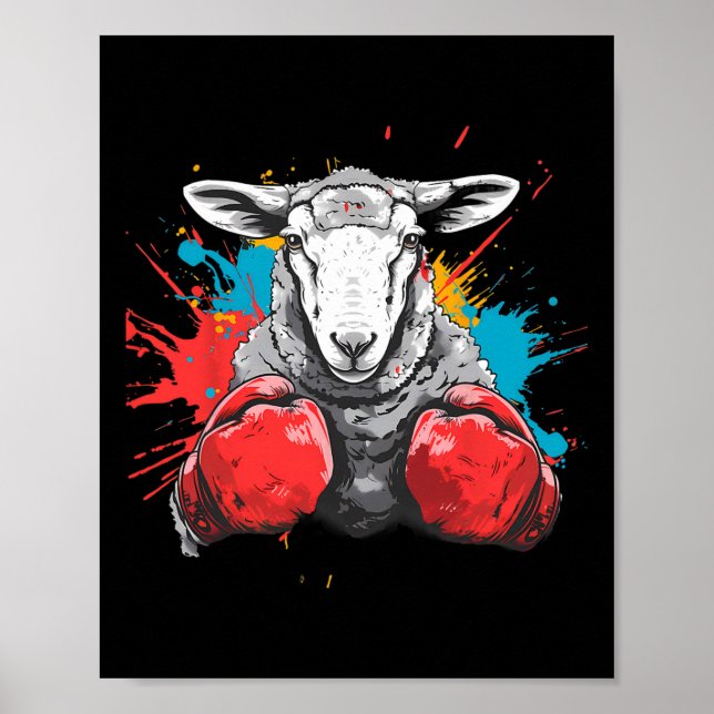 Boxer Sheep With Boxing Gloves Kickboxing Funny Bo Poster (Front)
