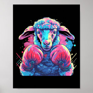 Boxer Sheep With Boxing Gloves Kickboxing Funny Bo Poster