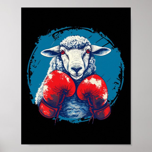 Boxer Sheep With Boxing Gloves Kickboxing Funny Bo Poster (Front)