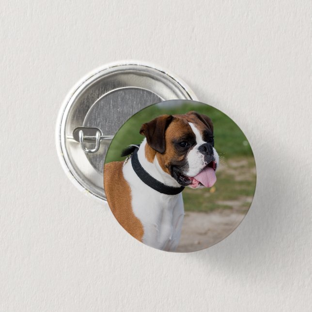 Boxer Sitting 3 Cm Round Badge (Front & Back)