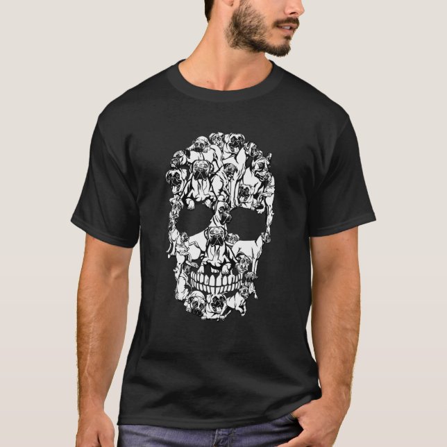 Boxer Skull Dog  Horror  Halloween Costumes T-Shirt (Front)