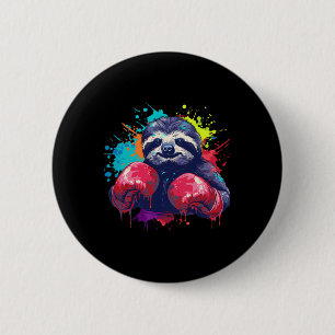 Boxer Sloth With Boxing Gloves Kickboxing Funny Bo 6 Cm Round Badge