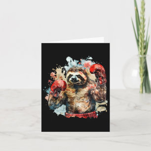 Boxer Sloth With Boxing Gloves Kickboxing Funny Bo Card
