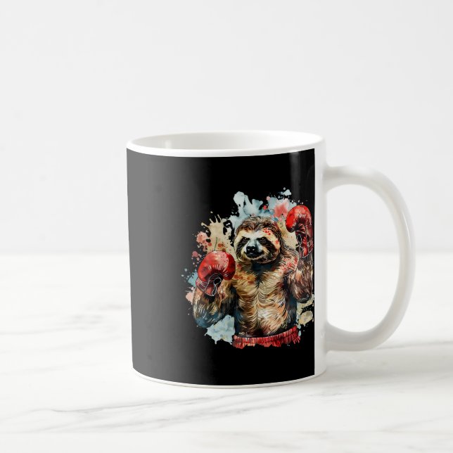 Boxer Sloth With Boxing Gloves Kickboxing Funny Bo Coffee Mug (Right)