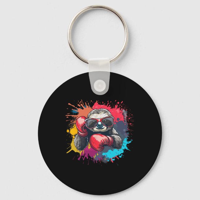 Boxer Sloth With Boxing Gloves Kickboxing Funny Bo Key Ring (Front)