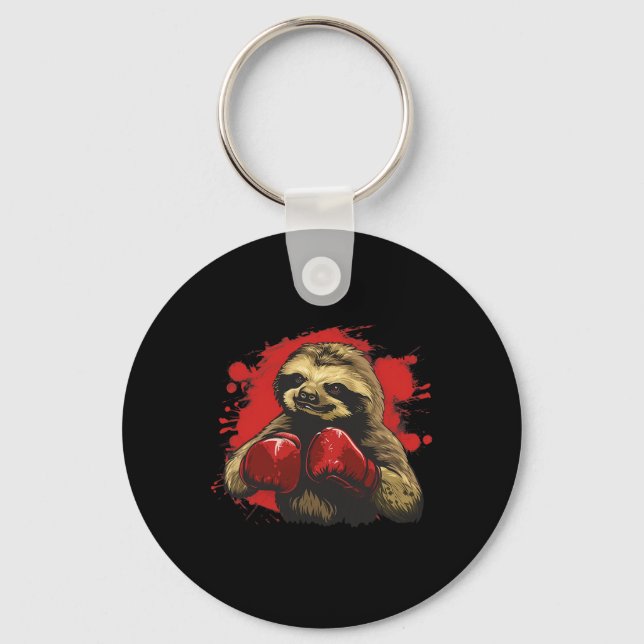 Boxer Sloth With Boxing Gloves Kickboxing Funny Bo Key Ring (Front)